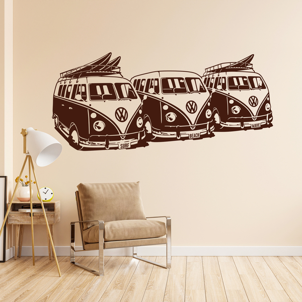 Wall Stickers: 3 Volkswagen Surf Vans