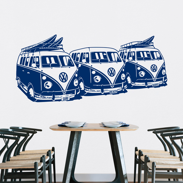 Wall Stickers: 3 Volkswagen Surf Vans