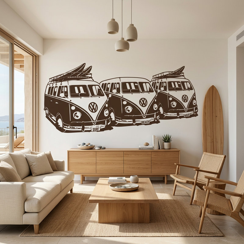 Wall Stickers: 3 Volkswagen Surf Vans
