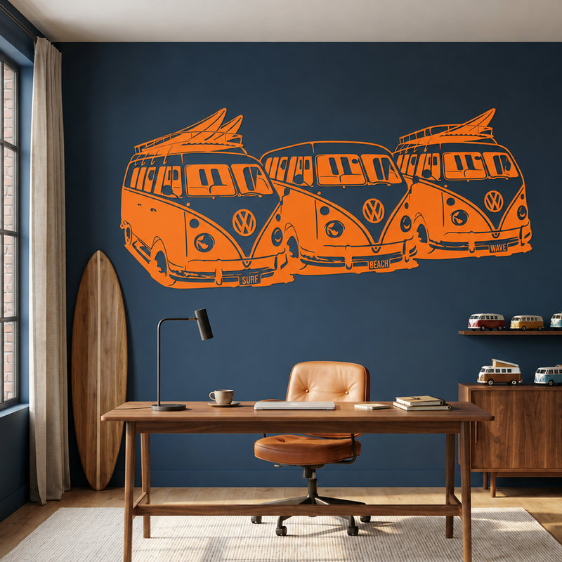 Wall Stickers: 3 Volkswagen Surf Vans
