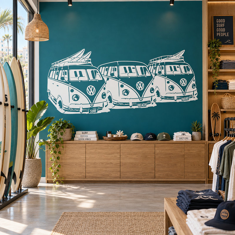 Wall Stickers: 3 Volkswagen Surf Vans