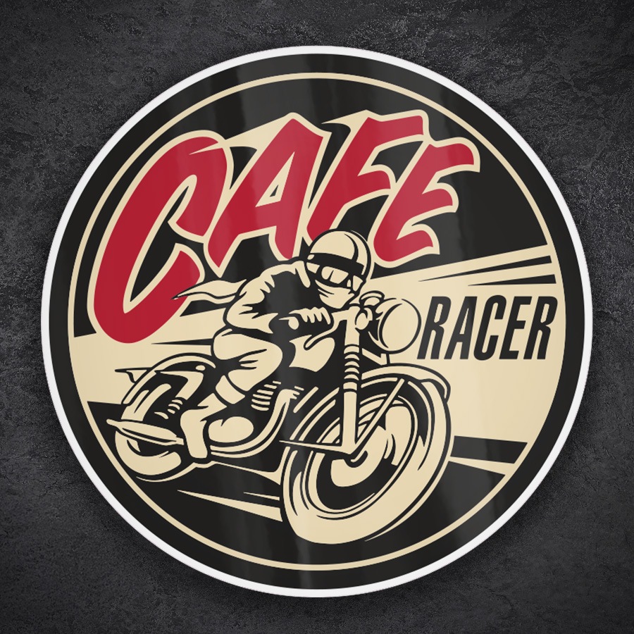 Car & Motorbike Stickers: Vintage Cafe Racer Motorcycle Emblem