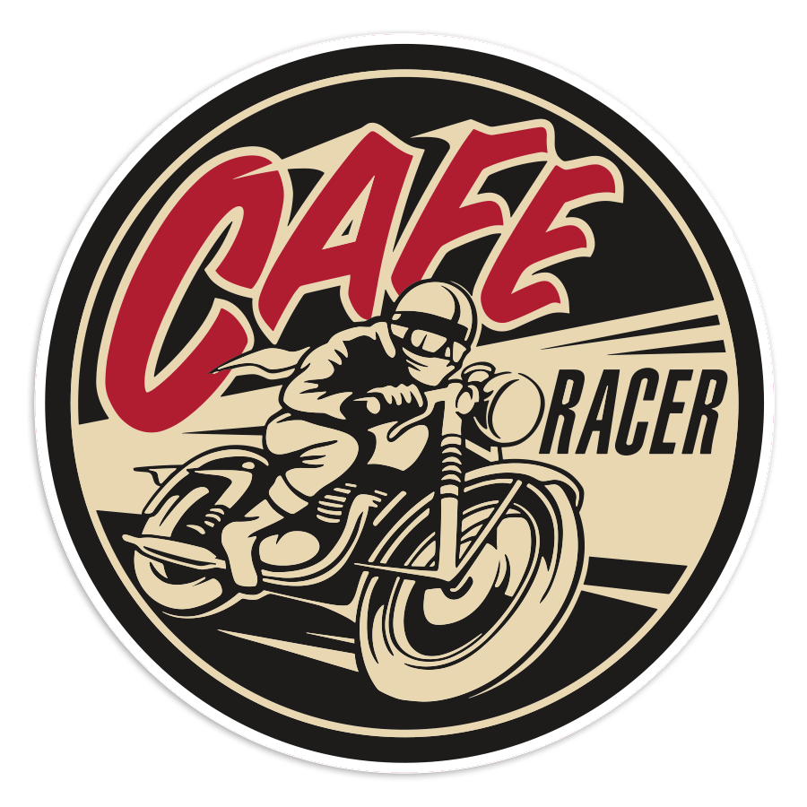 Car & Motorbike Stickers: Vintage Cafe Racer Motorcycle Emblem