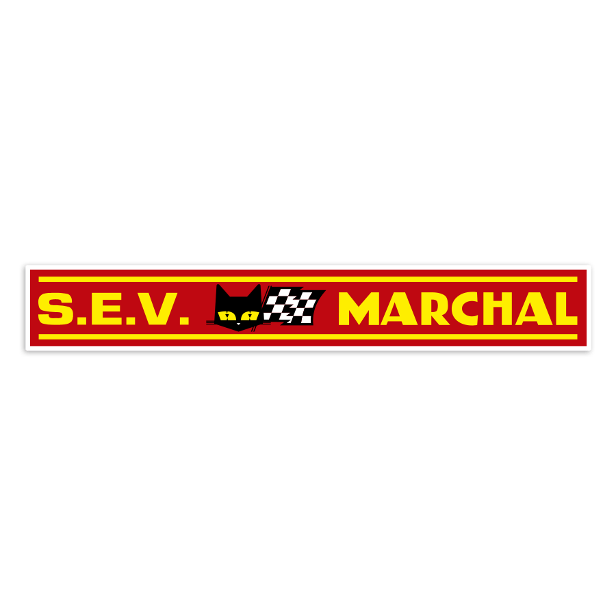 Car & Motorbike Stickers: Red S.E.V. Marchal Logo with Black Cat and Checker