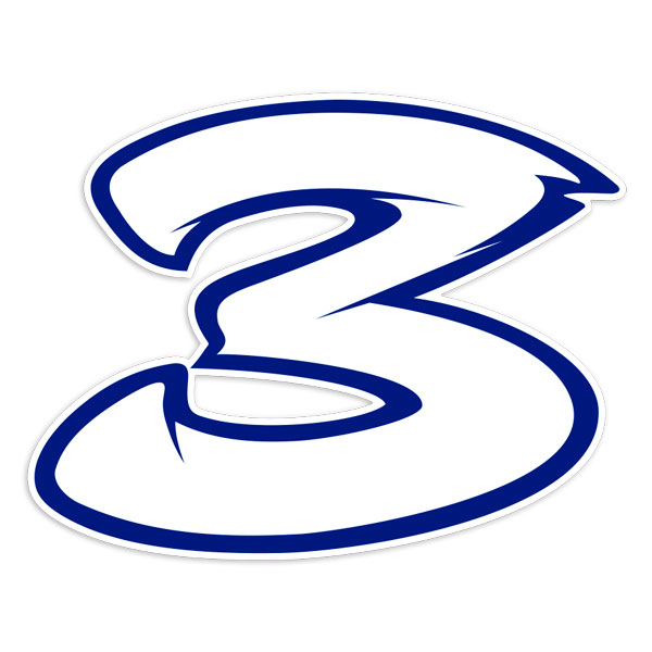 Car & Motorbike Stickers: Stylized Number 3 in White and Blue