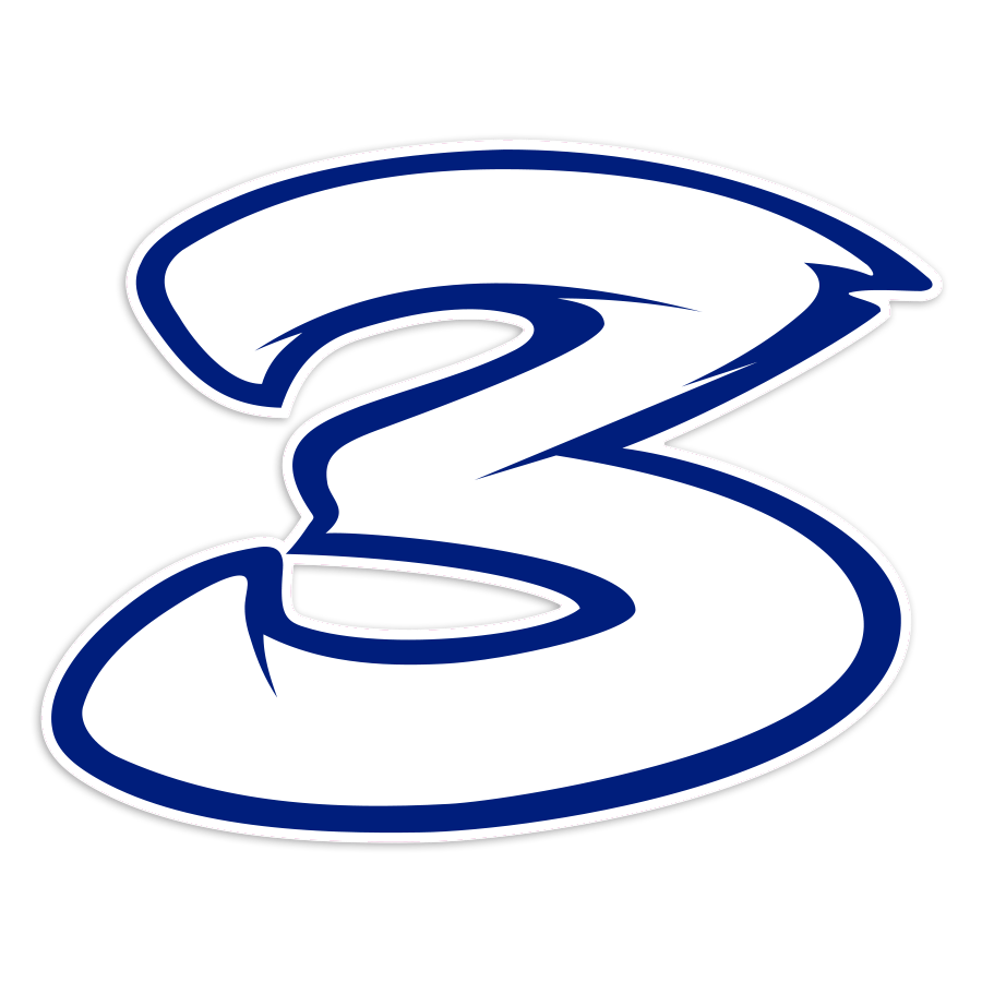 Car & Motorbike Stickers: Stylized Number 3 in White and Blue