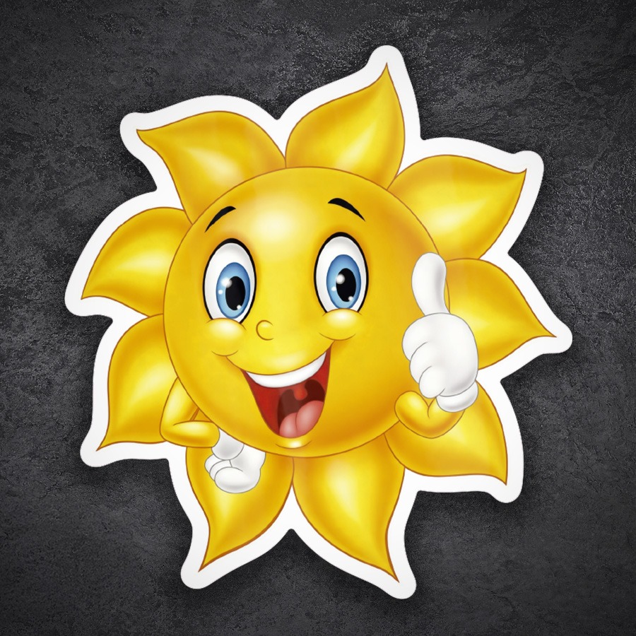 Car & Motorbike Stickers: Thumbs Up Cartoon Sun