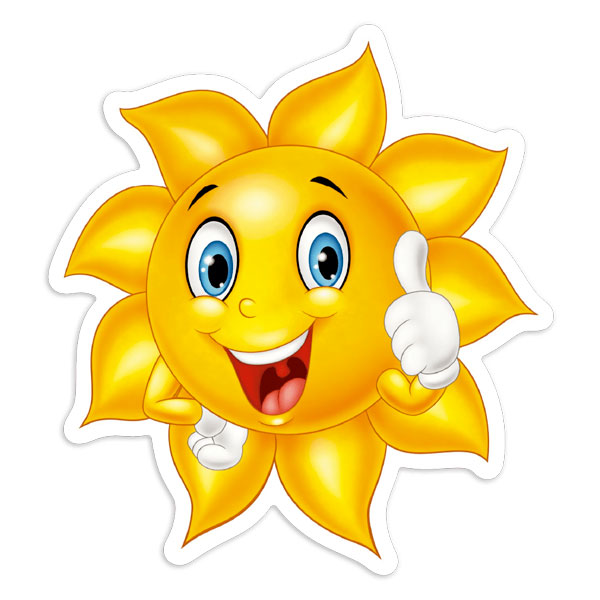 Car & Motorbike Stickers: Thumbs Up Cartoon Sun