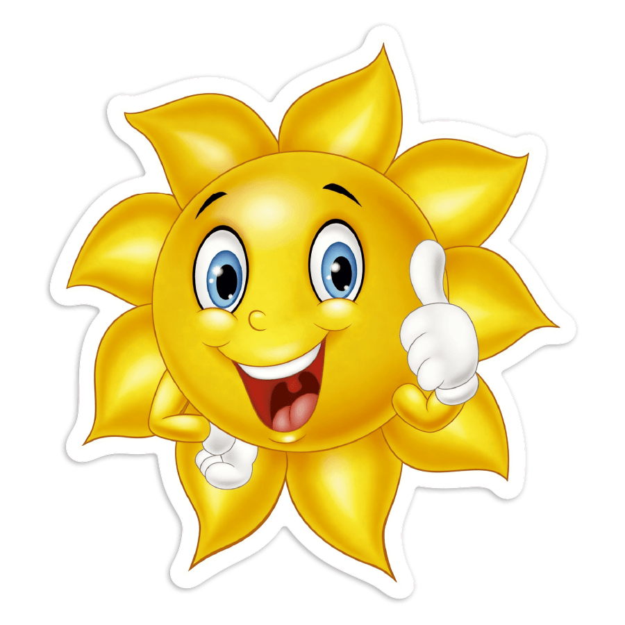 Car & Motorbike Stickers: Thumbs Up Cartoon Sun