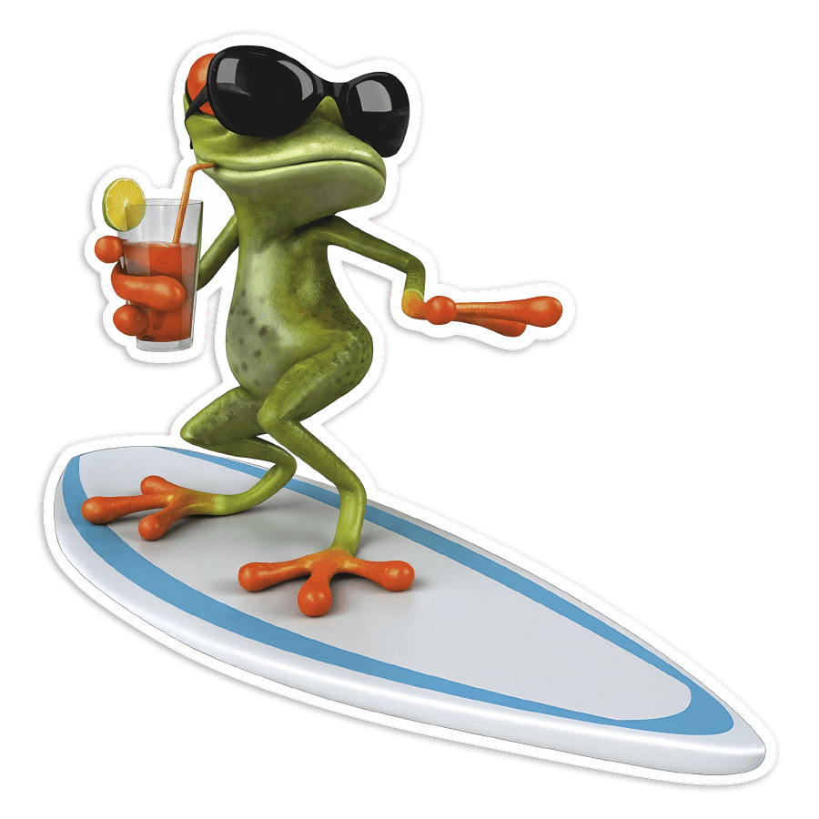 Car & Motorbike Stickers: Surfing Frog Sticker