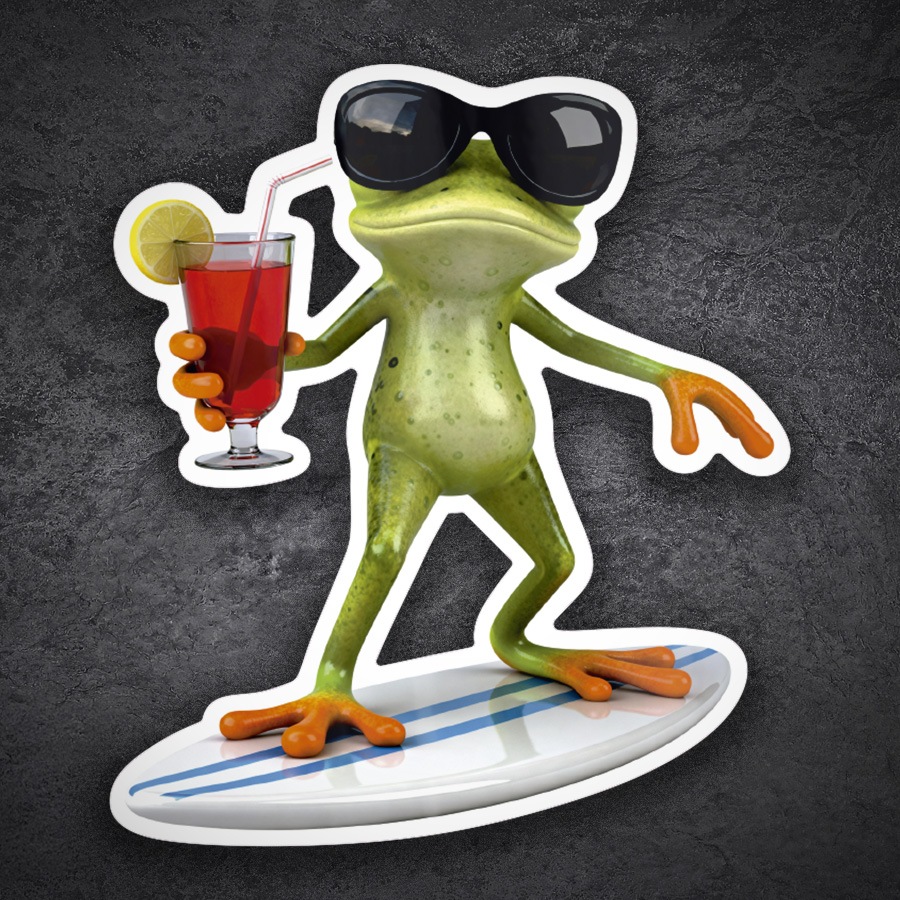 Car & Motorbike Stickers: Chill Surfing Frog Sticker