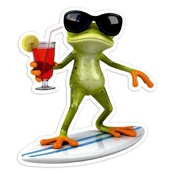 Car & Motorbike Stickers: Chill Surfing Frog Sticker