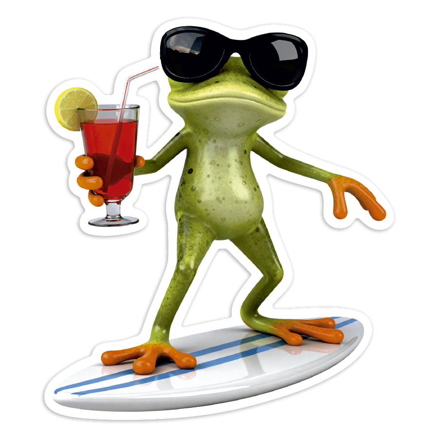 Car & Motorbike Stickers: Chill Surfing Frog Sticker