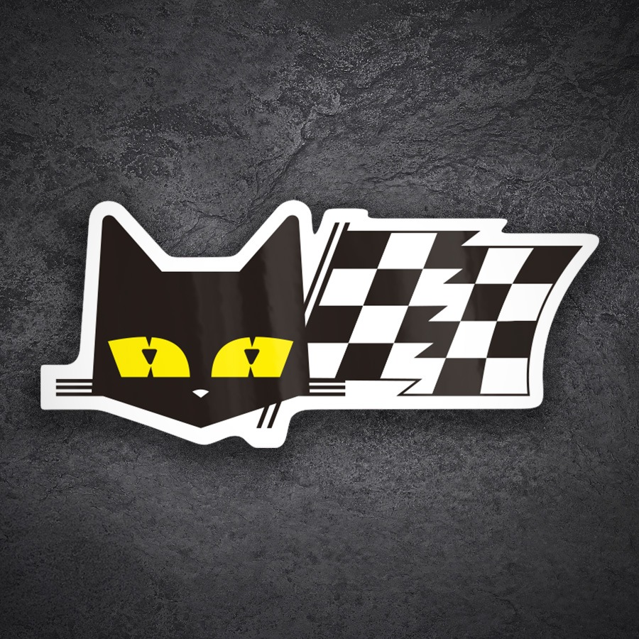 Car & Motorbike Stickers: Marchal Cat with Checkered Flag