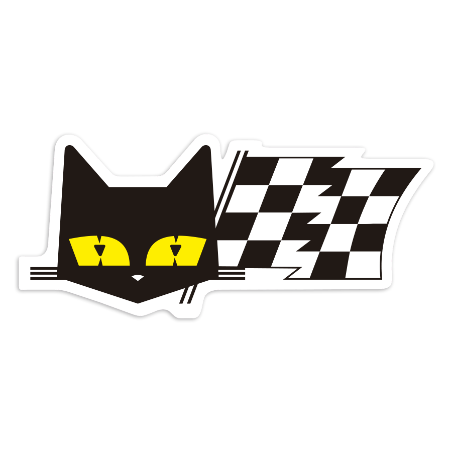 Car & Motorbike Stickers: Marchal Cat with Checkered Flag