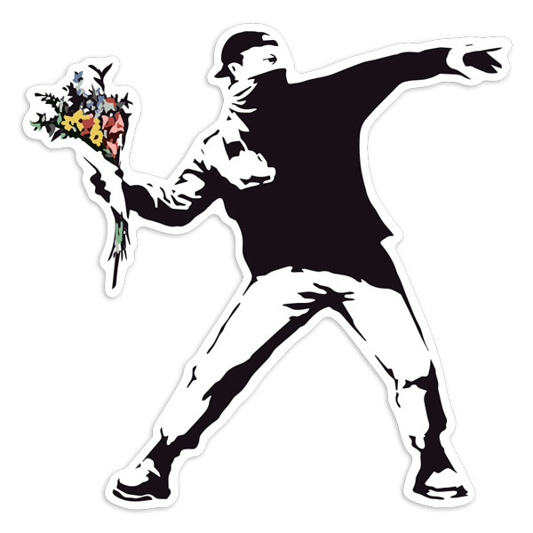Car & Motorbike Stickers: Banksy Flower Thrower Peaceful Protest