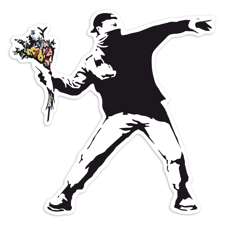 Car & Motorbike Stickers: Banksy Flower Thrower Peaceful Protest