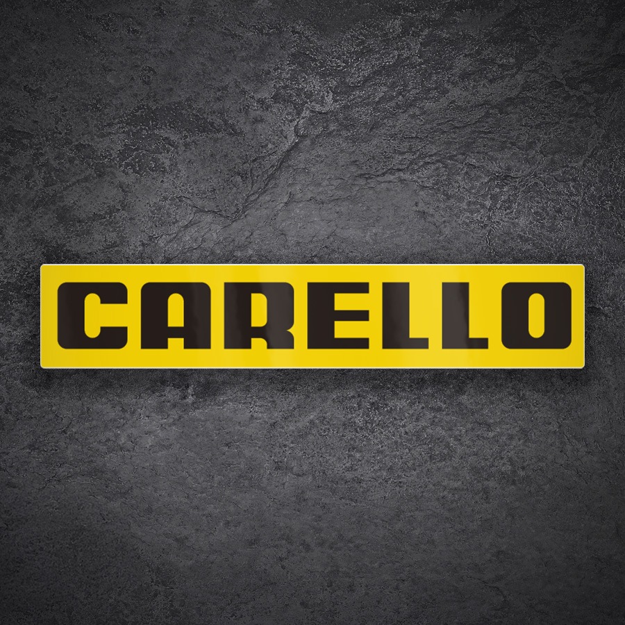 Car & Motorbike Stickers: Yellow Rectangular Carello Logo