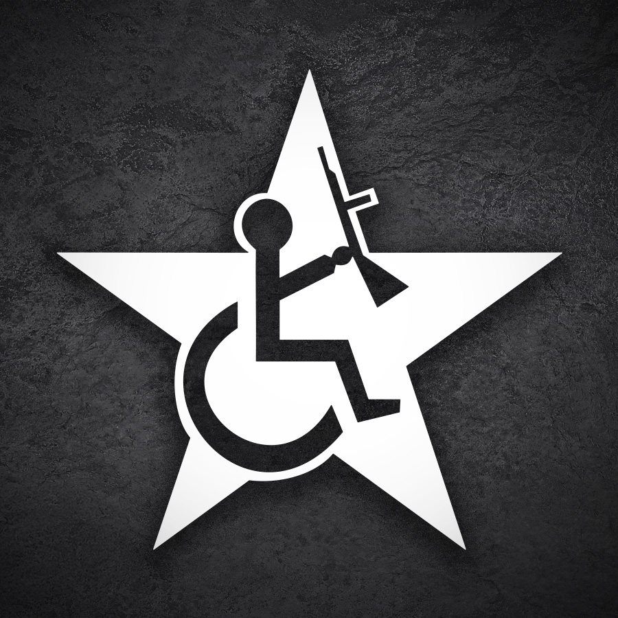 Car & Motorbike Stickers: Disability Star Logo with Rifle
