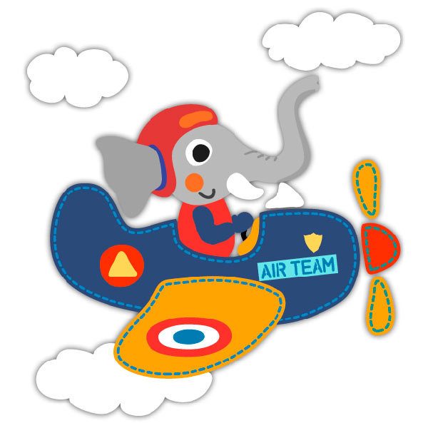 Stickers for Kids: Elephant airplane pilot