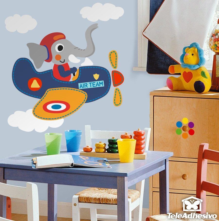 Stickers for Kids: Elephant airplane pilot
