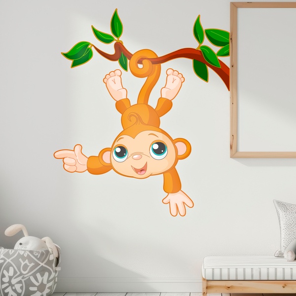 Stickers for Kids: Monkey hanging from branch