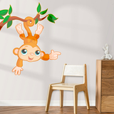 Stickers for Kids: Monkey hanging from branch 3