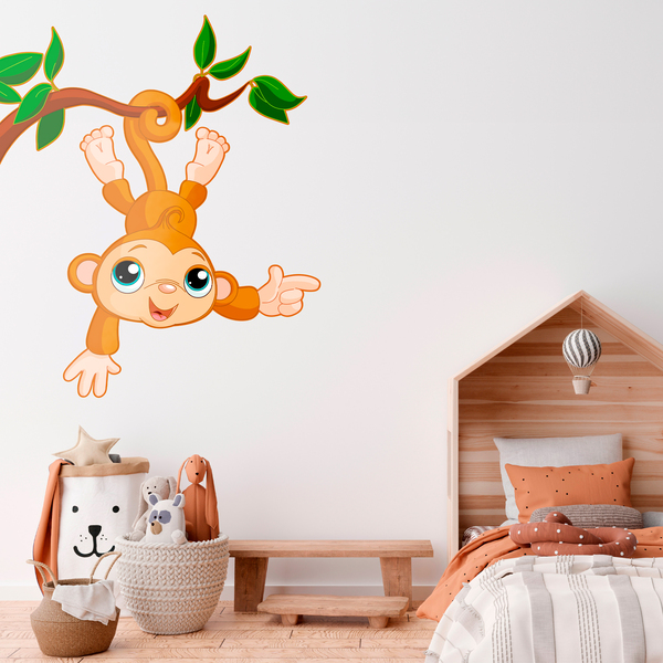 Stickers for Kids: Monkey hanging from branch