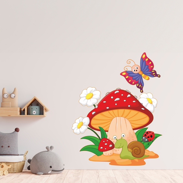 Stickers for Kids: Mushroom, daisies, snail and butterfly