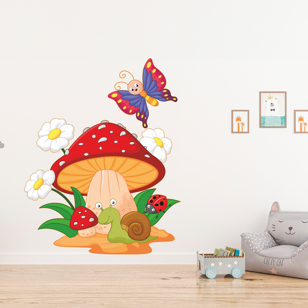 Stickers for Kids: Mushroom, daisies, snail and butterfly
