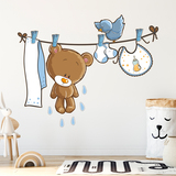 Stickers for Kids: Little bear and bird on the clothesline 4
