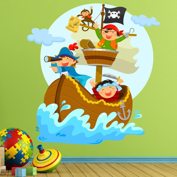 Stickers for Kids: Pirates sailing on his boat 1