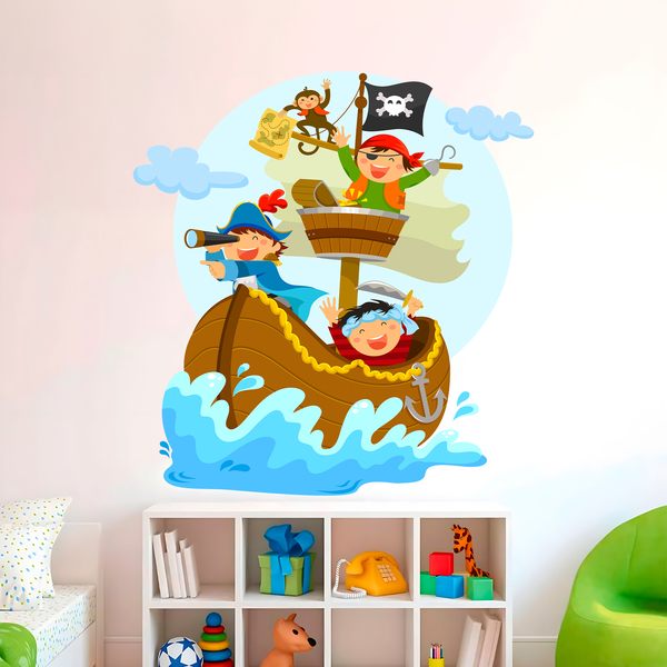 Stickers for Kids: Pirates sailing on his boat