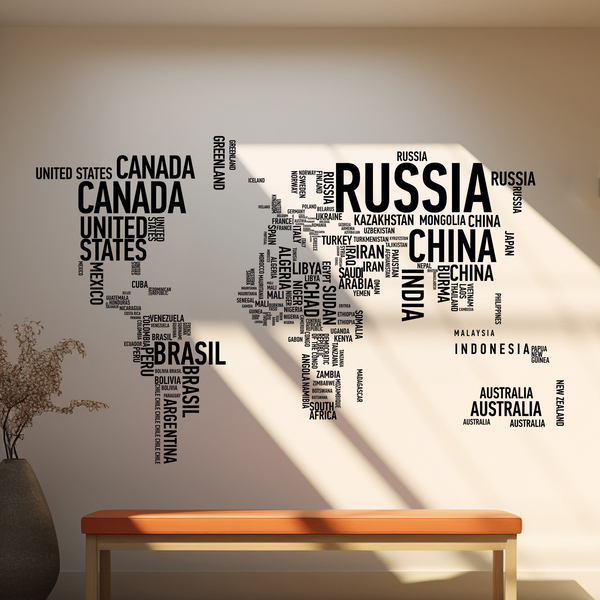 Wall Stickers: Typographic world map