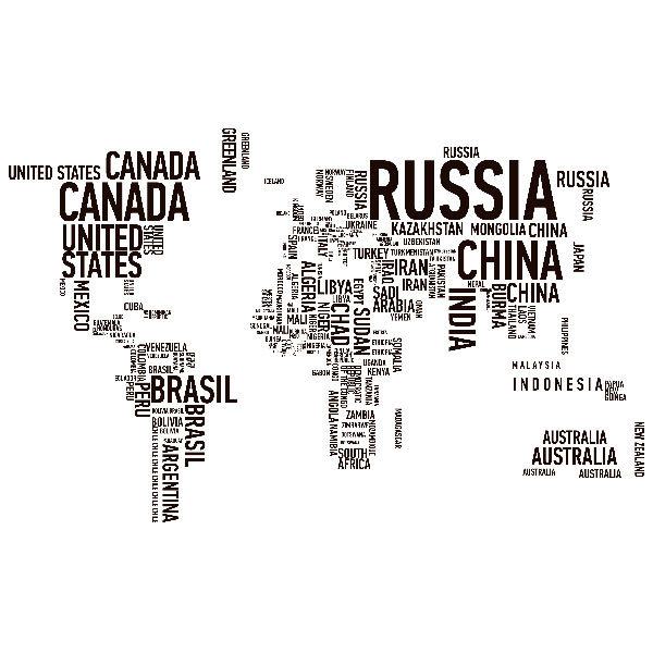 Wall Stickers: Typographic world map