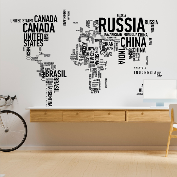 Wall Stickers: Typographic world map