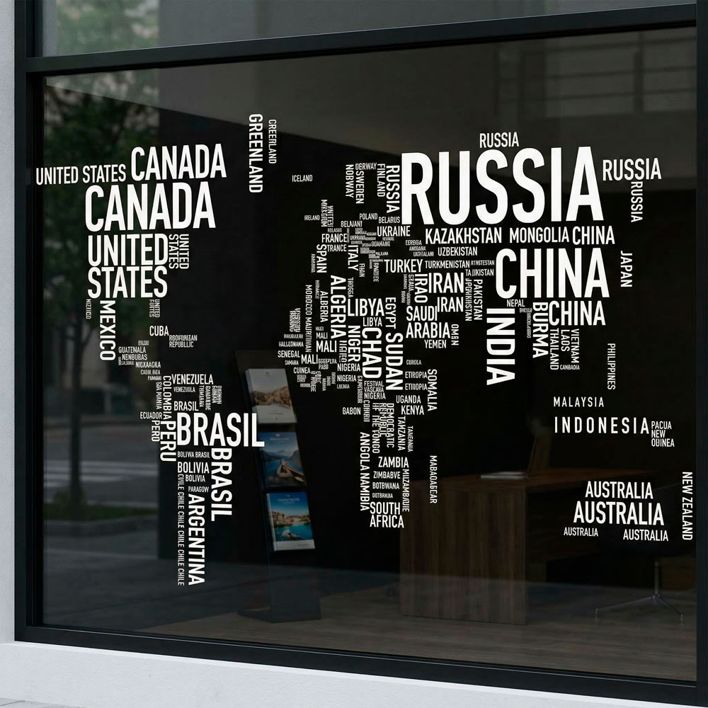 Wall Stickers: Typographic world map
