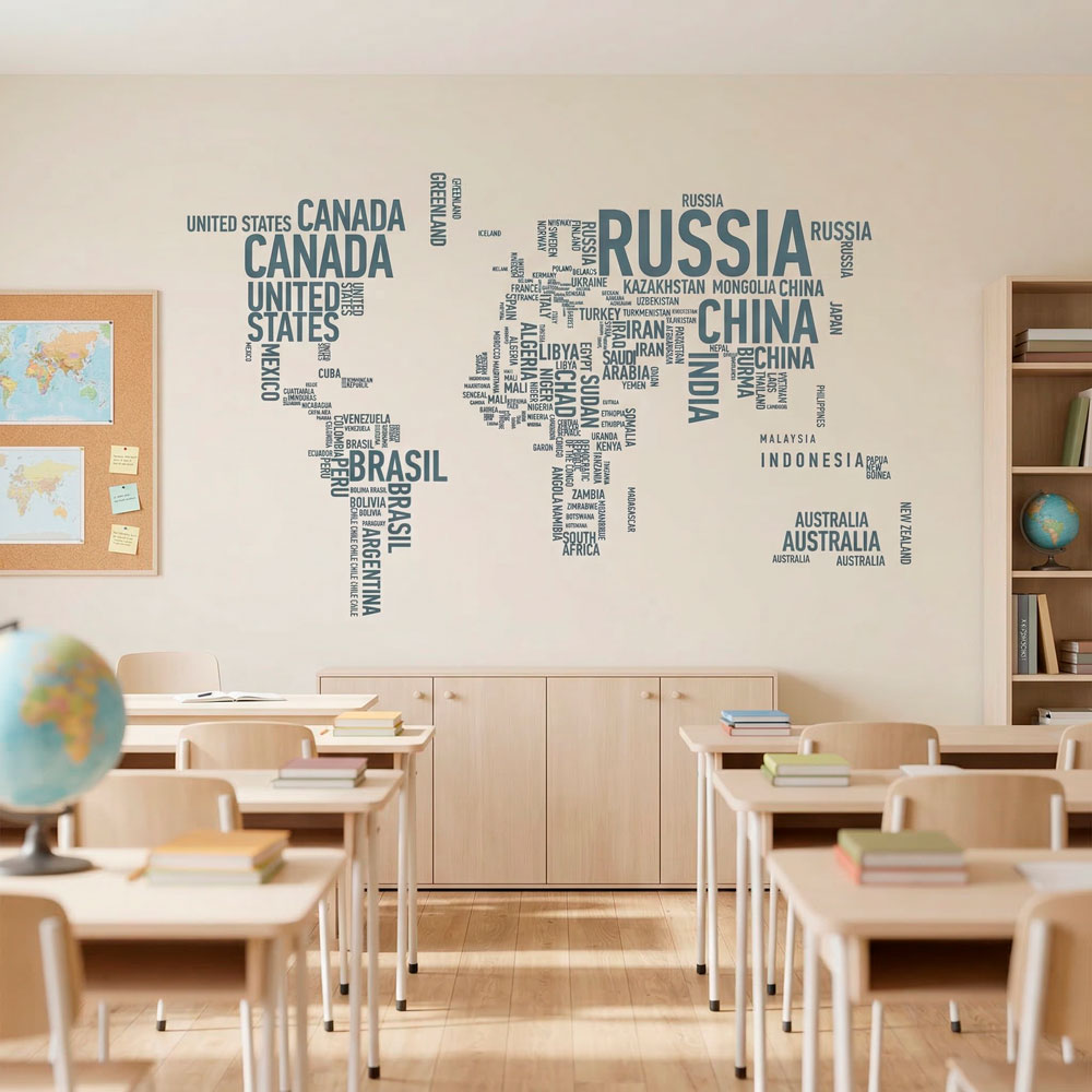 Wall Stickers: Typographic world map