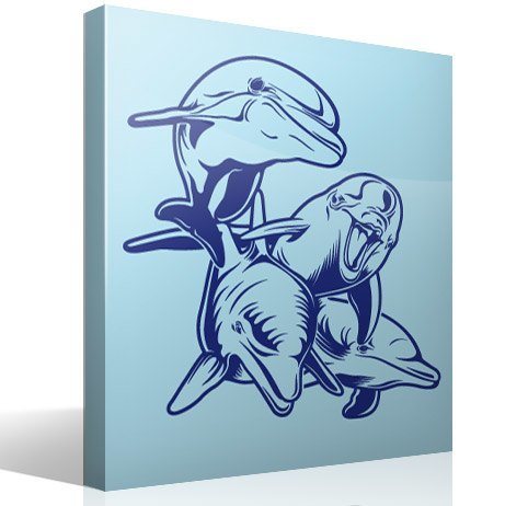 Wall Stickers: 4 Dolphins on sea floor