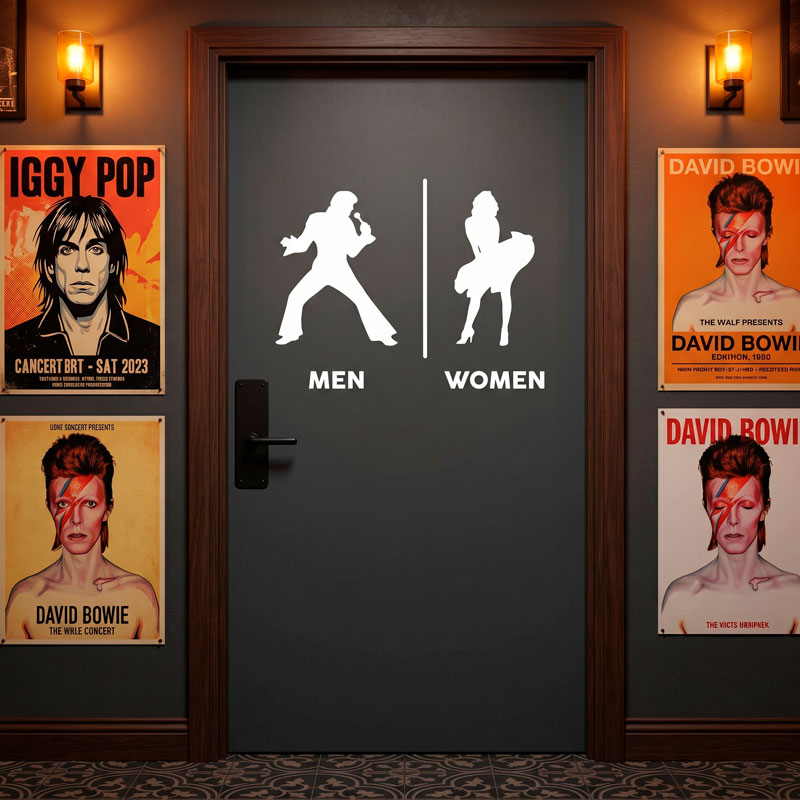 Elvis Marylin bathroom signage 11/12
