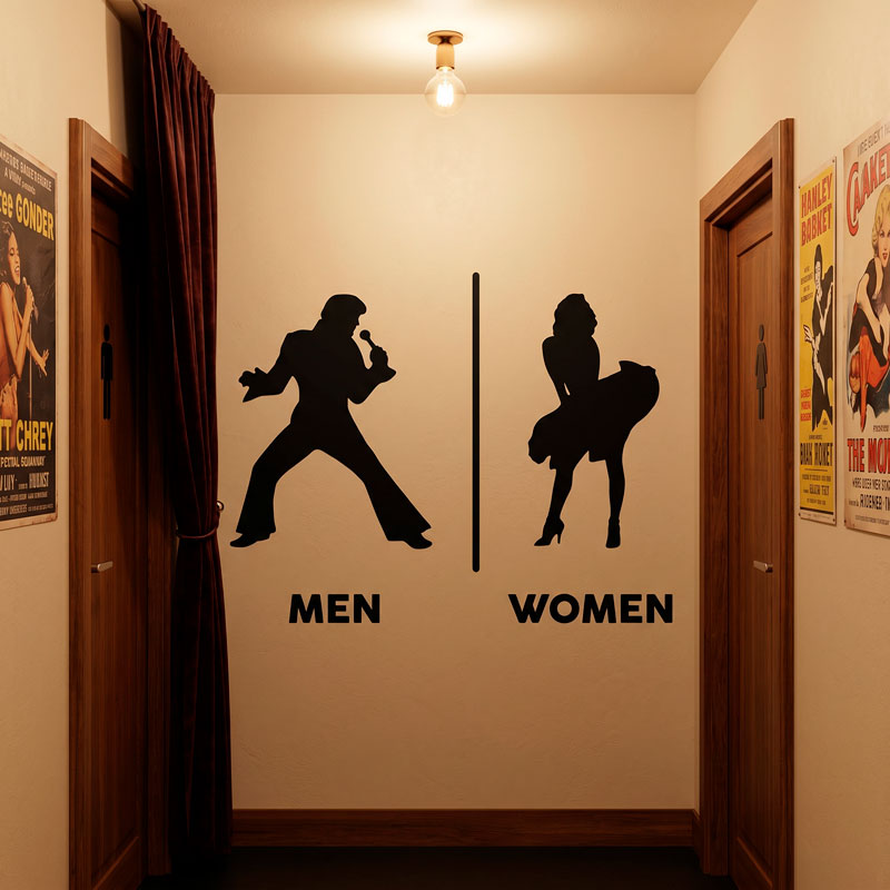 Elvis Marylin bathroom signage 4/12