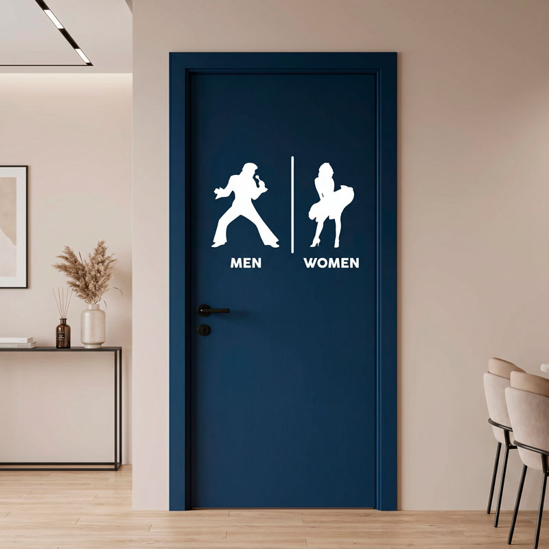 Elvis Marylin bathroom signage 6/12