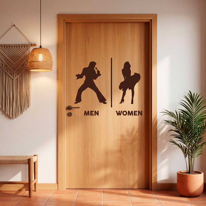 Elvis Marylin bathroom signage 7/12