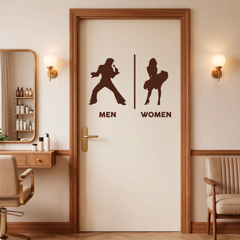 Elvis Marylin bathroom signage 8/12