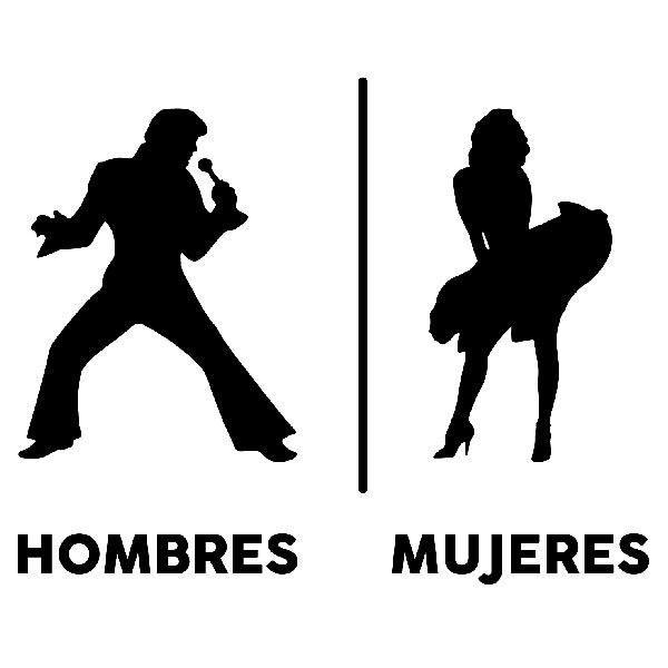 Wall Stickers: Elvis Marilyn Restroom sign spanish