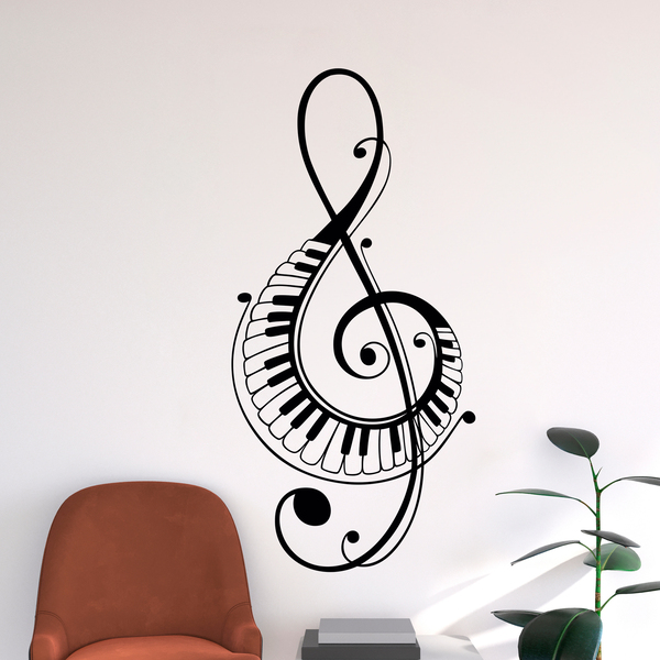 Wall Stickers: Treble clef with piano keys