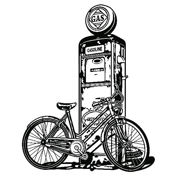 Wall Stickers: Bicycle on vintage fuel pump