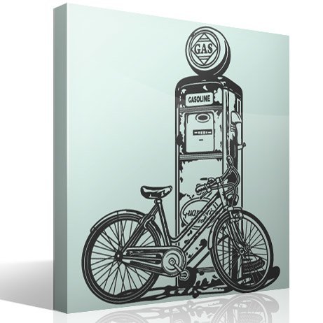 Wall Stickers: Bicycle on vintage fuel pump