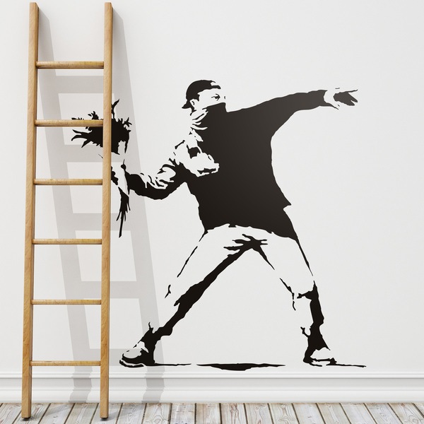 Wall Stickers: Banksy Flower Throwing Protest