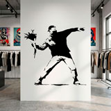 Wall Stickers: Banksy Flower Throwing Protest 11